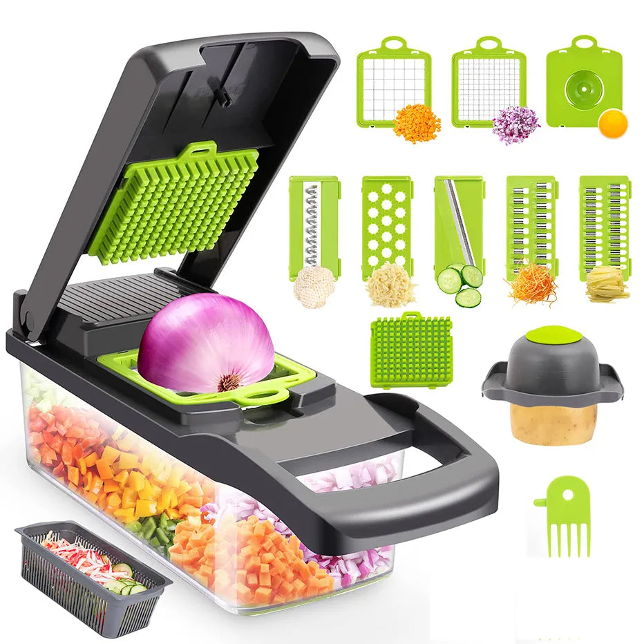 12-in-1 Vegetable Cutter Slicer Chopper with Basket
