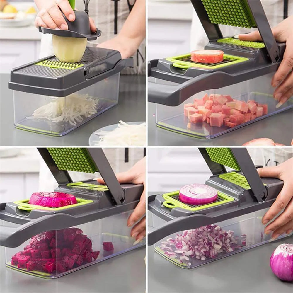 12-in-1 Vegetable Cutter Slicer Chopper with Basket