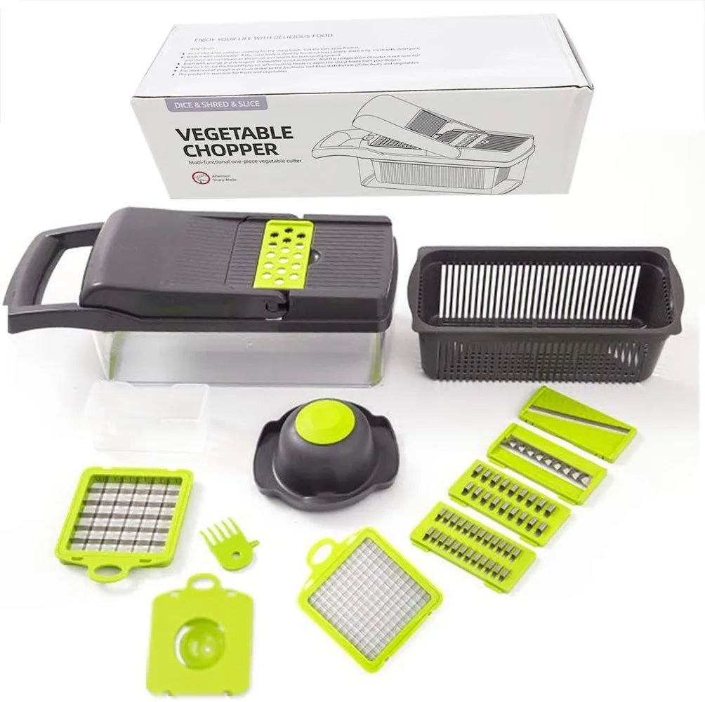 12-in-1 Vegetable Cutter Slicer Chopper with Basket